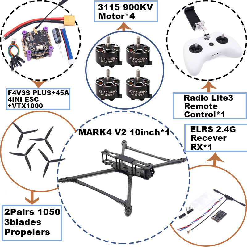 MARK4 V2 10inch F4V3S/F4V3S PL - Radiomaster Ranger 2.4Ghz Elrs Module 评论和价格