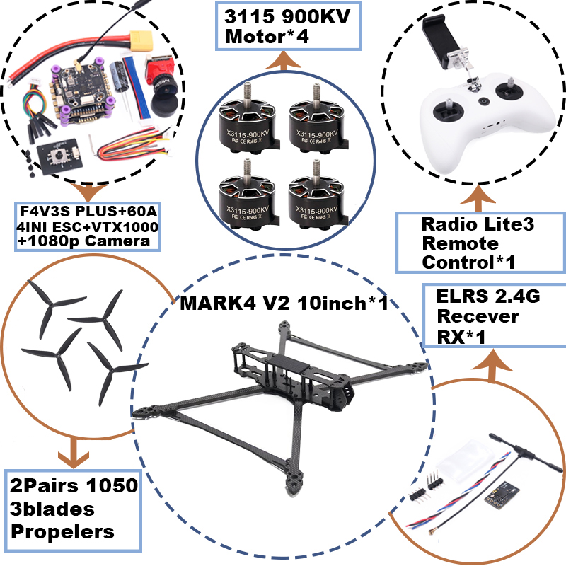 MARK4 V2 10inch F4V3S/F4V3S PL - Radiomaster Ranger 2.4Ghz Elrs Module 评论和价格